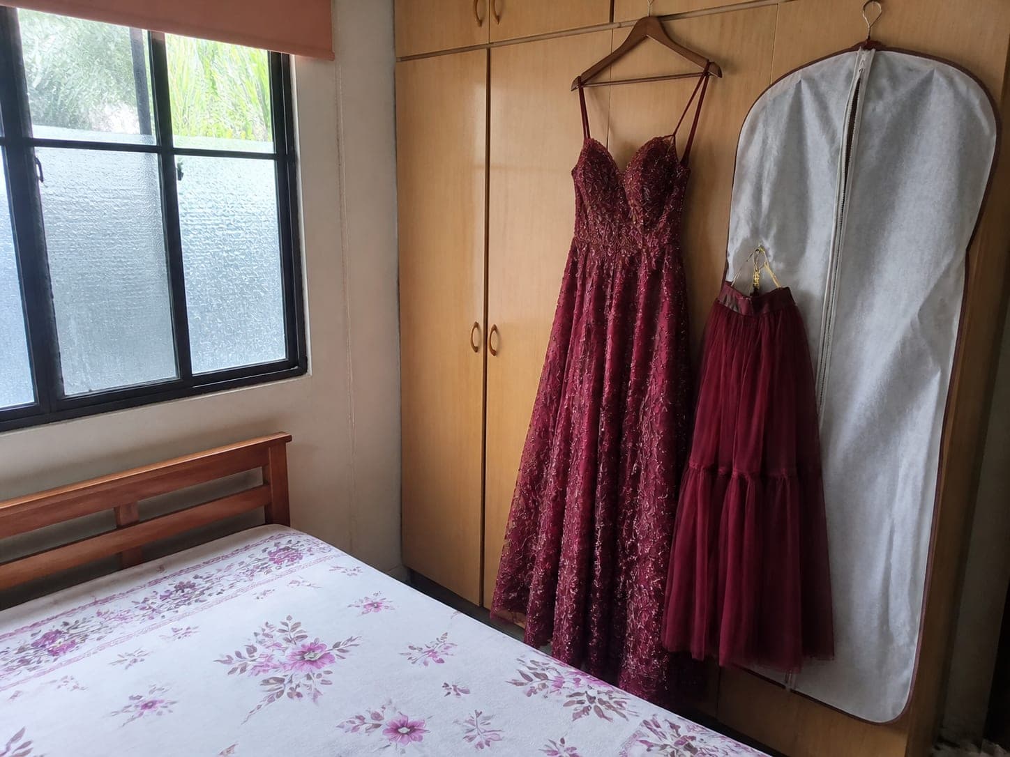 Wine red evening gown, size small